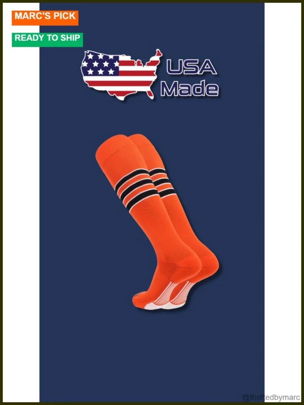 USA Made Over the Calf Striped Baseball & Softball Socks - Youth to Adult